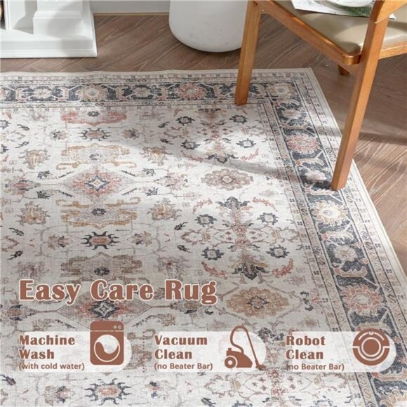Area Rug 2x3 Entryway Rug Taupe Vintage Traditional Area Rug - Picture 5 of 7